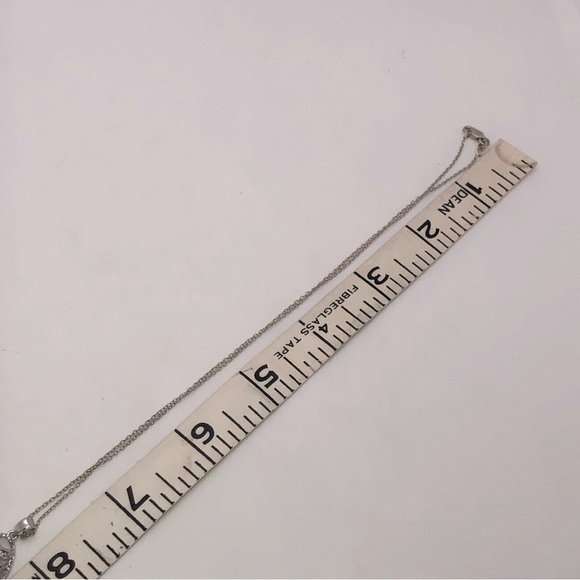 Sterling Silver & Cz Heart Egg Shaped Pendant w Chain / 16” + 1” Pendant - Picture 10 of 10